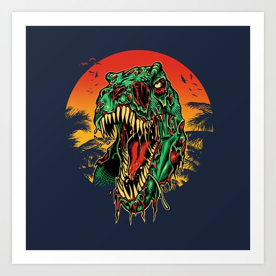 Zombie T-Rex Art Print