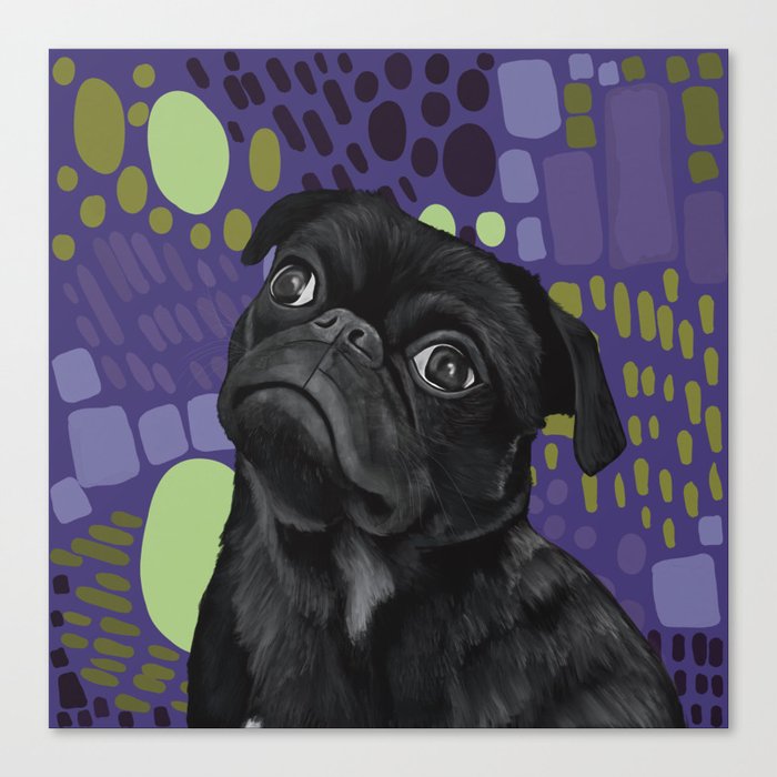 Pug - Purple Canvas Print