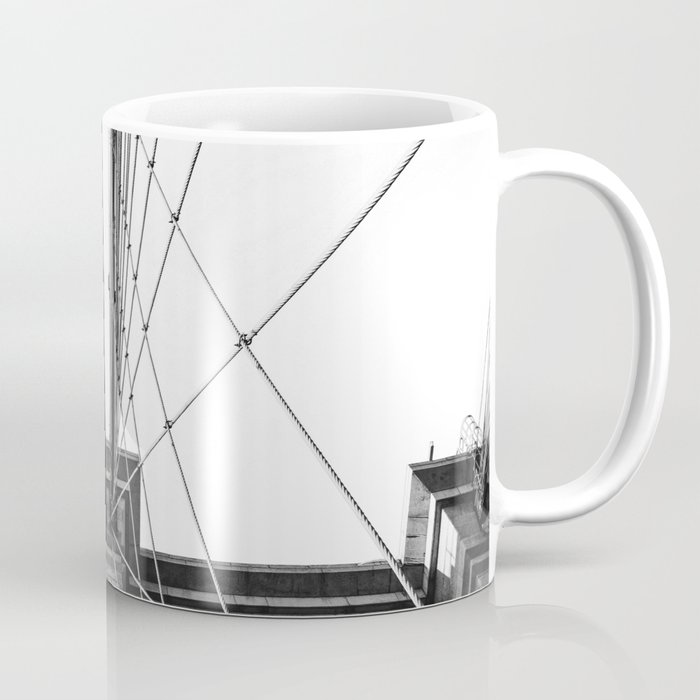 Brooklyn Bridge Minimalist | Black and White Photography Coffee Mug