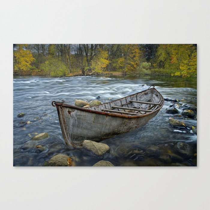 Canoe on the Thornapple River in Autumn Canvas Print