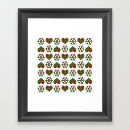  Christmas Winter Red Green Plaid Check Pattern Snowflakes And Heart Framed Art Print