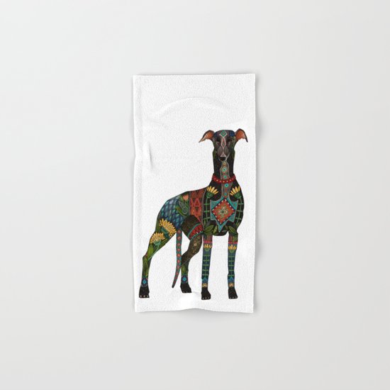 greyhound white Hand & Bath Towel