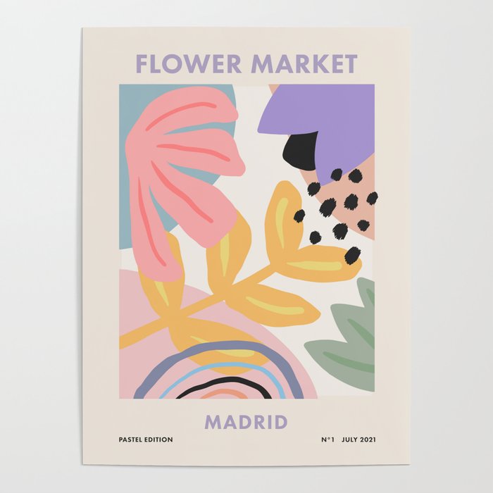 Flower Market Madrid, Pastel Edition Poster