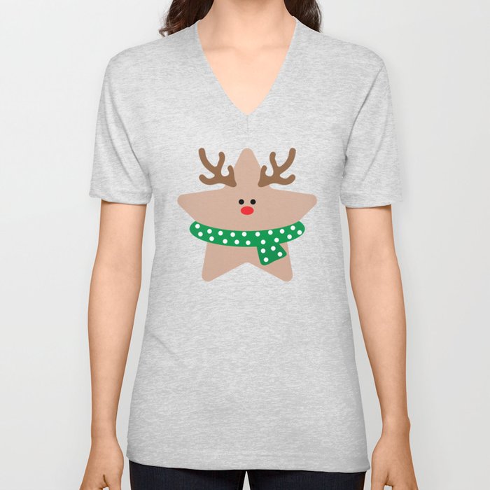 Reindeer star V Neck T Shirt