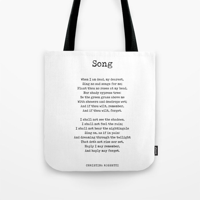 Song - Christina Rossetti Poem - Literature - Typewriter Print Tote Bag