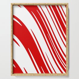 Candy Cane Christmas Red & White Stripes Abstract Pattern Design  Serving Tray