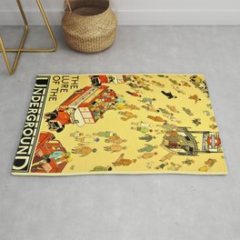 Vintage Lure of the London Underground Subway Travel Advertisement Poster Area & Throw Rug