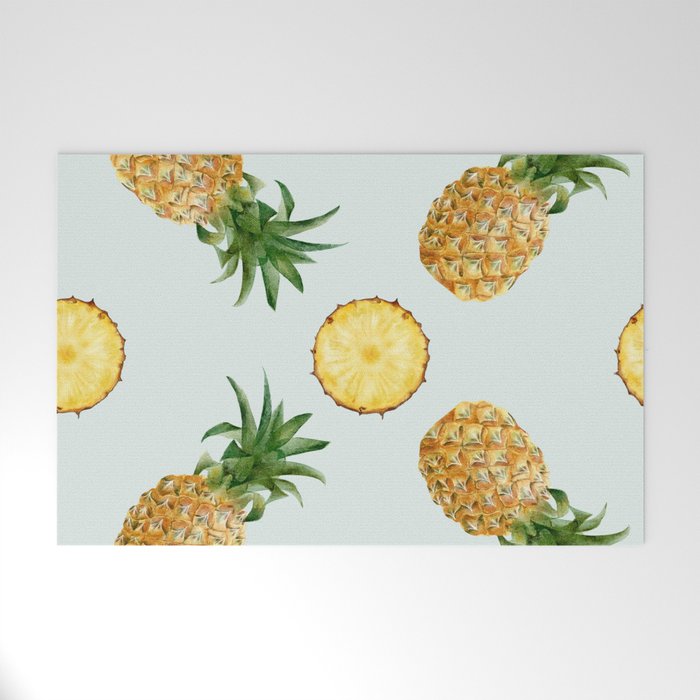 Trendy Summer Pattern with Pineapples Welcome Mat