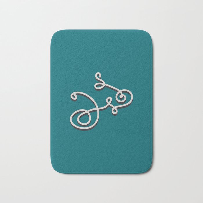 Wiggly Bicycle, Strong Teal Bath Mat
