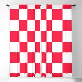 Magenta Red & White Checkered Pattern  Blackout Curtain