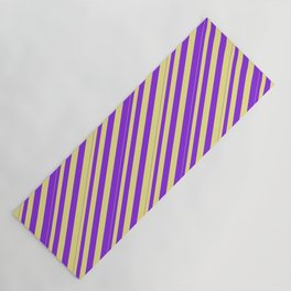 [ Thumbnail: Tan & Purple Colored Pattern of Stripes Yoga Mat ]
