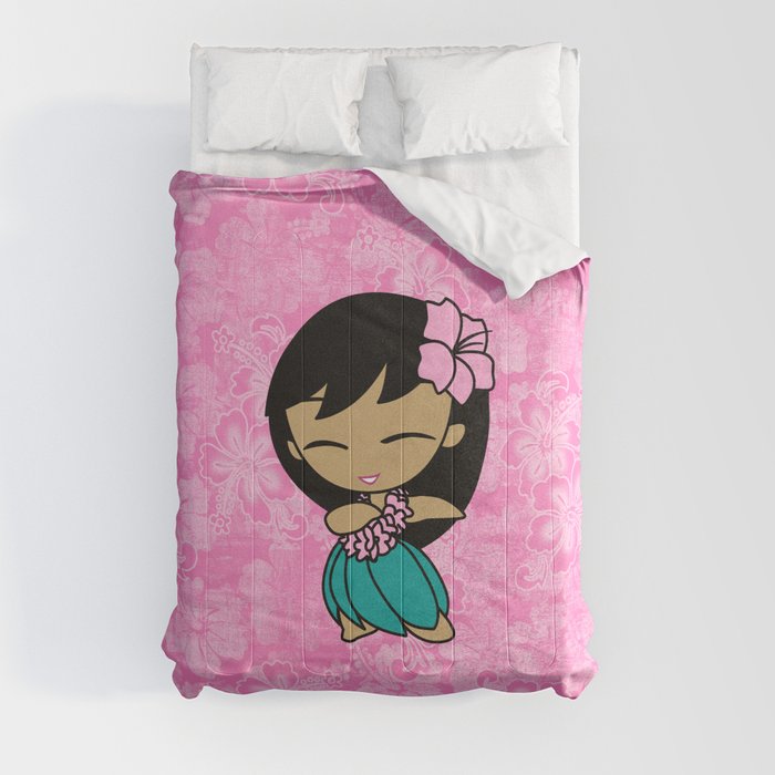 Aloha Honeys Hawaiian Hula Girl Cartoon Comforter