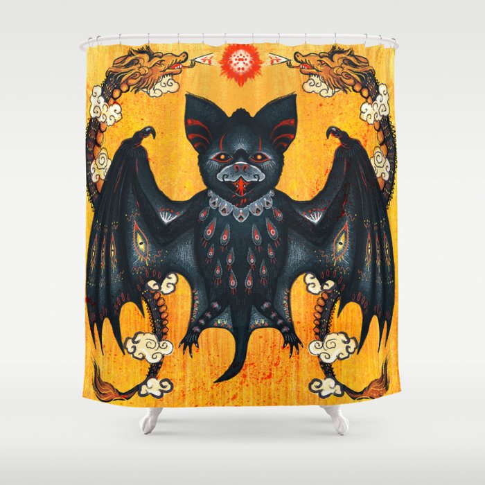 Black Bat Shower Curtain
