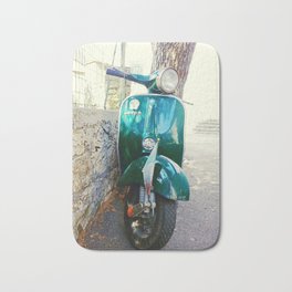 Vintage vespa scooter with italian flag Bath Mat