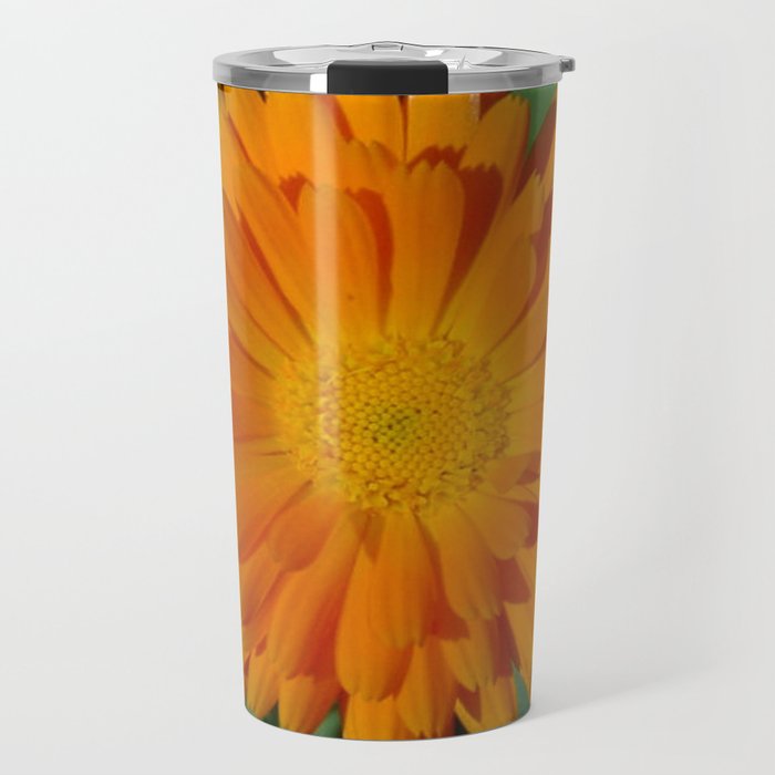 Orange Marigold Close Up With Garden Background  Travel Mug