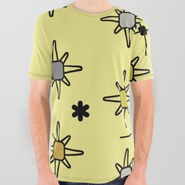Atomic Sky Starbursts Yellow Gray All Over Graphic Tee