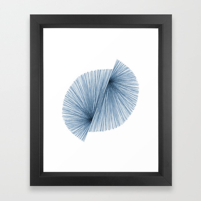 Mid Century Modern Indigo Blue Geometric Abstract Gerahmter Kunstdruck