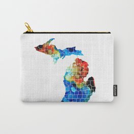 Michigan State Map - Counties by Sharon Cummings Carry-All Pouch | Pistons, Upperpeninsula, Gift, Michiganstatemap, Michiganmap, Colorfulmaps, Mi, Greatlakes, Wallmaps, Maps 