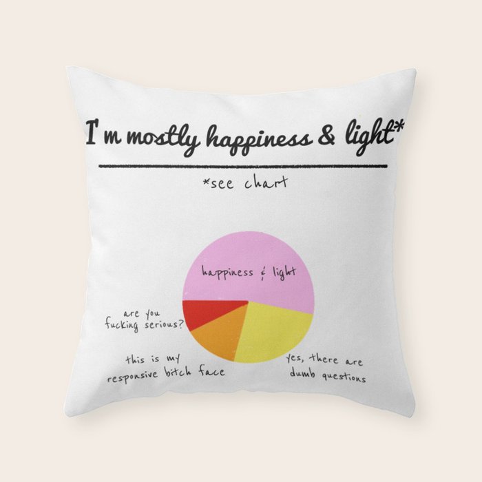 Mostly Happiness Light Throw Pillow By Frommytwohandsstudio