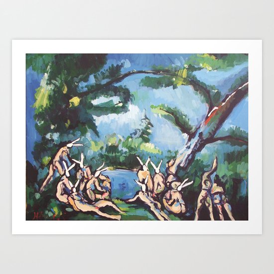 The Rabbit Bathers Art Print
