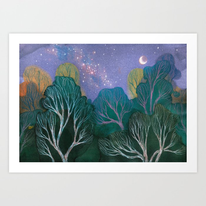 Starlit Woods Art Print