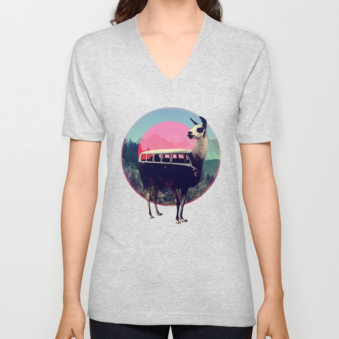 Llama V Neck T Shirt