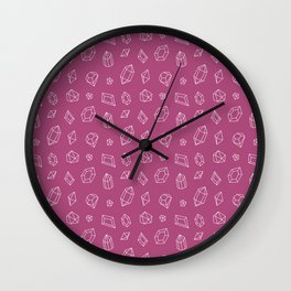 Magenta and White Gems Pattern Wall Clock