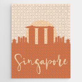 SINGAPORE CITY SUN SKYLINE EARTH TONES Jigsaw Puzzle