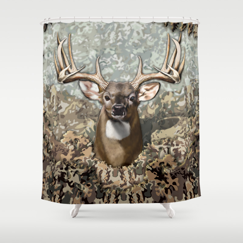 Whitetail Buck And Camo Shower Curtain By Marytracy Society6