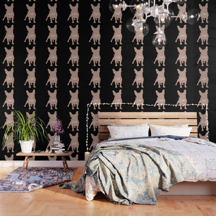 French bull dog love silhouette Wallpaper