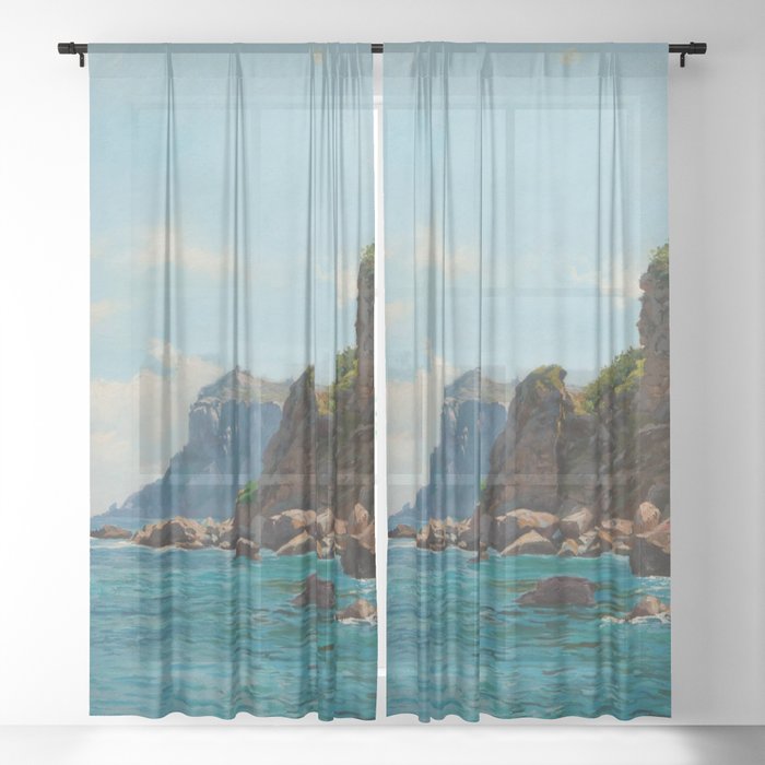 coral beach Sheer Curtain