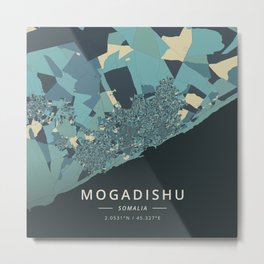 Mogadishu, Somalia - Cream Blue Metal Print