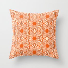 Orange and White Abstract Geometric Seamless Pattern Throw Pillow