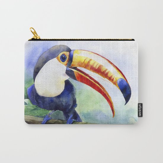 Toucan watercolor illustration, aquarelle art bird Carry-All Pouch