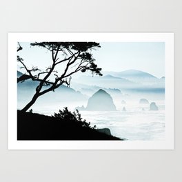 Misty Canon Beach Scenic from Ecola State Park Art Print
