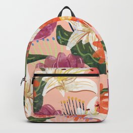 peach watercolor floral pattern Backpack