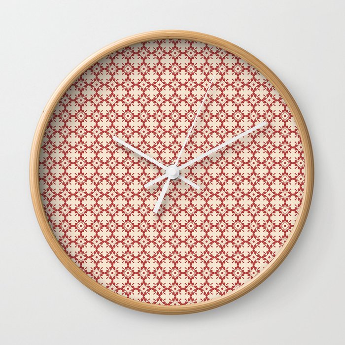 Floral vintage ornament pattern in red Wall Clock