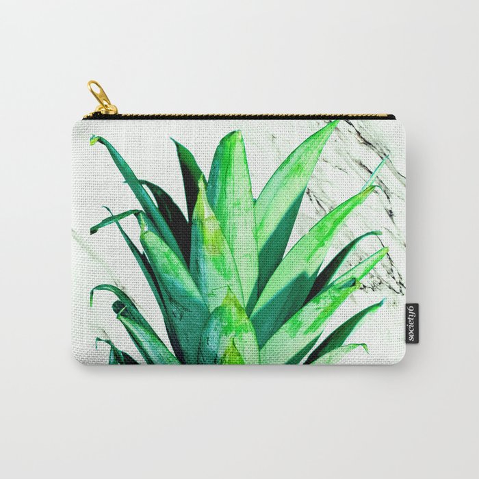 Pineapple Top Black and White Marble Carry-All Pouch