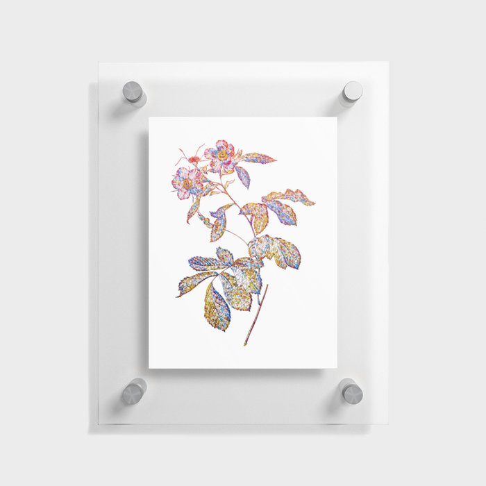 Floral Pink Alpine Roses Mosaic on White Floating Acrylic Print
