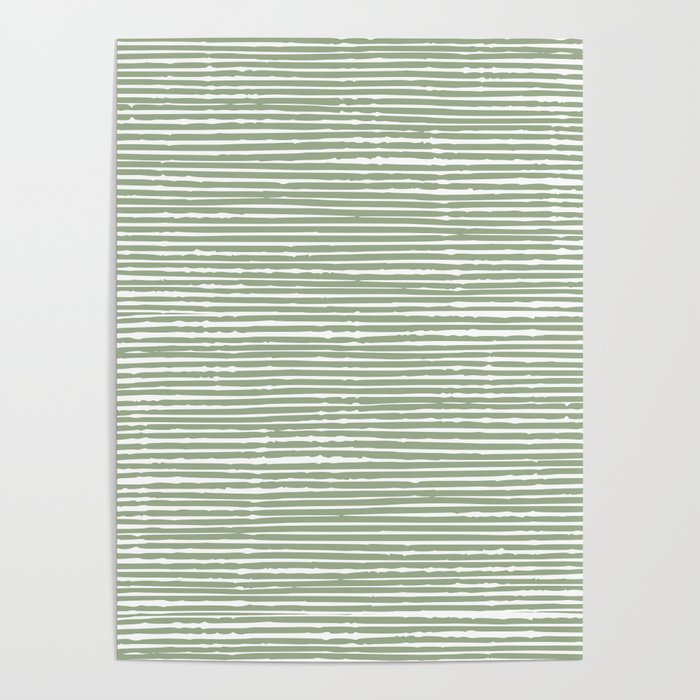 Abstract Stripes, Sage Green, Boho Wall Art Poster