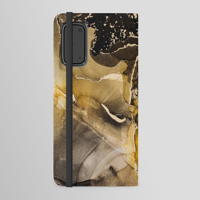 Alcohol ink painting with gold Android Wallet Case