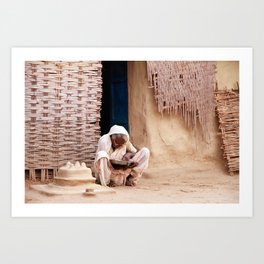 Enjoy your meal | Old lady sitting, India | Fine art travel photography Art Print