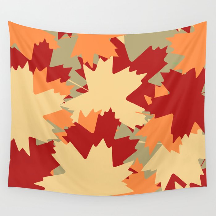 Maple Leaf pattern (Autumn colours) Wall Tapestry