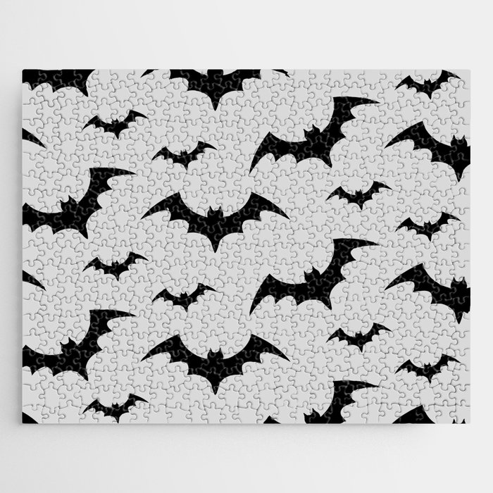 Halloween Bats Grey & Black Jigsaw Puzzle