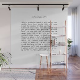 Live, life, love long inspiring typographical quote art print  by A. W. Doys Wall Mural