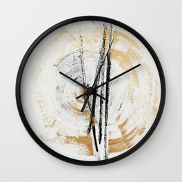 Gold and Black Minimal Abstract painting by Ingrid Beddoes Wall Clock