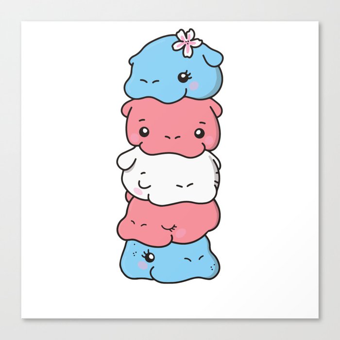 Transgender Flag Pride Lgbtq Cute Hippo Canvas Print