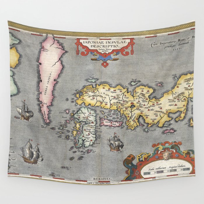 Map of Japan - Ortelius - 1603 Vintage pictorial map Wall Tapestry