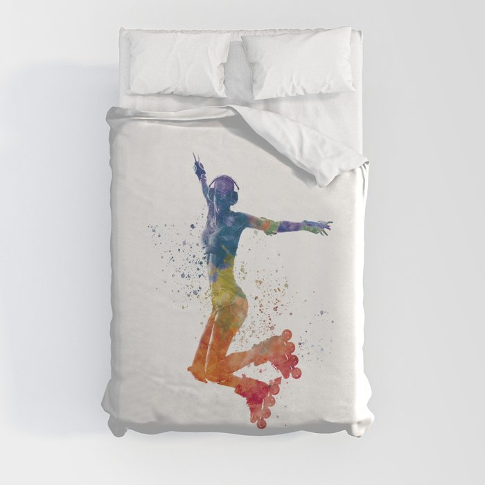 watercolor skating Duvet Cover