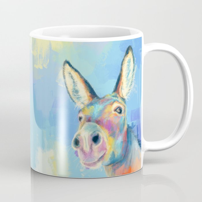 Carefree Donkey - Digital and Colorful Animal Illustration Coffee Mug
